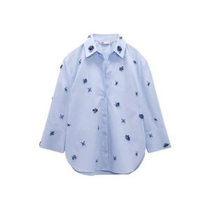 Zara Jewel Poplin Shirt Blue